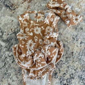 Rachel Zoe Brown and White Floral Kids Matching Set